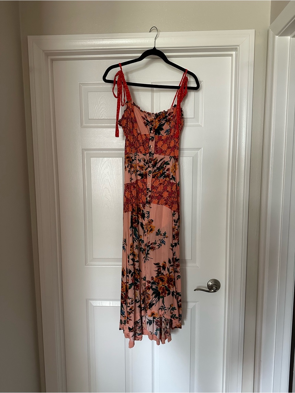 Free People Peach Pink Floral Maxi Dress